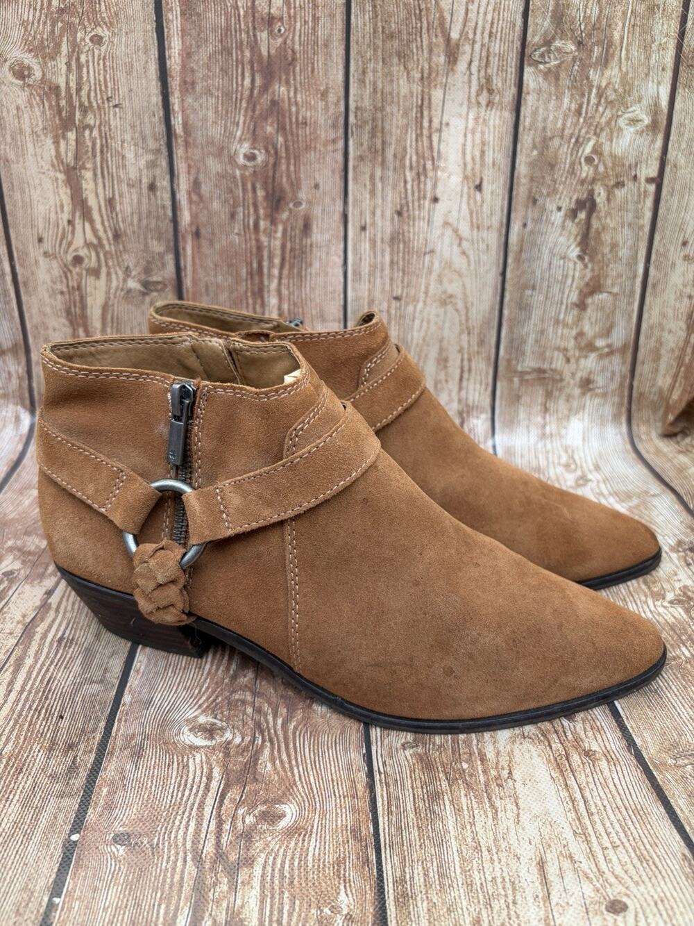 Lucky Brand Enitha Brown Leather Pointed Toe Zip Ankle Bootie Women's SIZE 9
